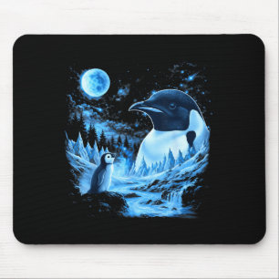 Pinguin heult zum Mond Vintage 90er Retro Mousepad