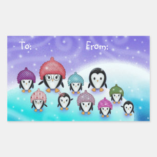 Pinguin Holiday-Geschenketiketten Rechteckiger Aufkleber