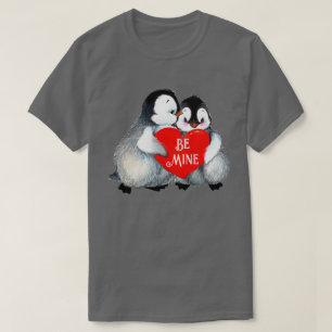 Pinguin Hug Herz personalisieren Text Herz-Baumwol T-Shirt