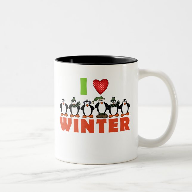 Pinguin I Liebe Winter Zweifarbige Tasse (Rechts)
