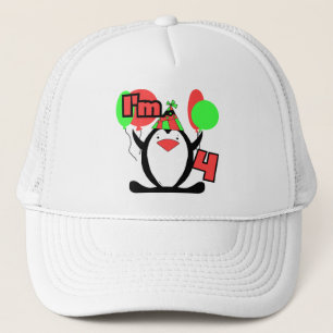 Pinguin ich bin 4 Geburtstag T Shirts und Geschenk Truckerkappe