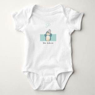 Pinguin ・ Ihren Namen Niedlich Alphabet Monogram Baby Strampler