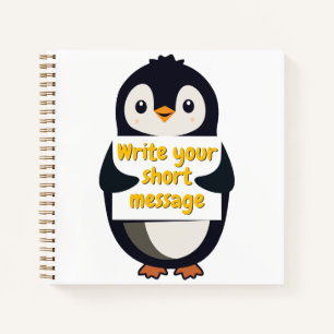 Pinguin-Illustration mit anpassbarem Schild Notizbuch