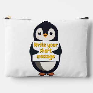 Pinguin-Illustration mit anpassbarem Schild Zubehörtasche