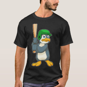 Pinguin im Baseball mit Baseballschläger T-Shirt