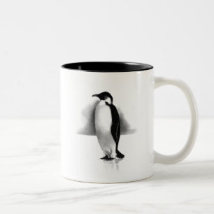PINGUIN IM BLEISTIFT: REALISMUS-KUNST ZWEIFARBIGE TASSE