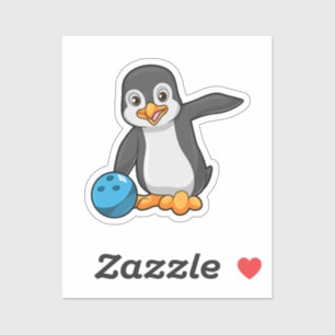 Pinguin im Bowling mit Bowlingball Aufkleber