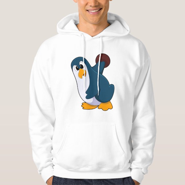 Pinguin im Bowling mit Bowlingball Hoodie (Vorderseite)