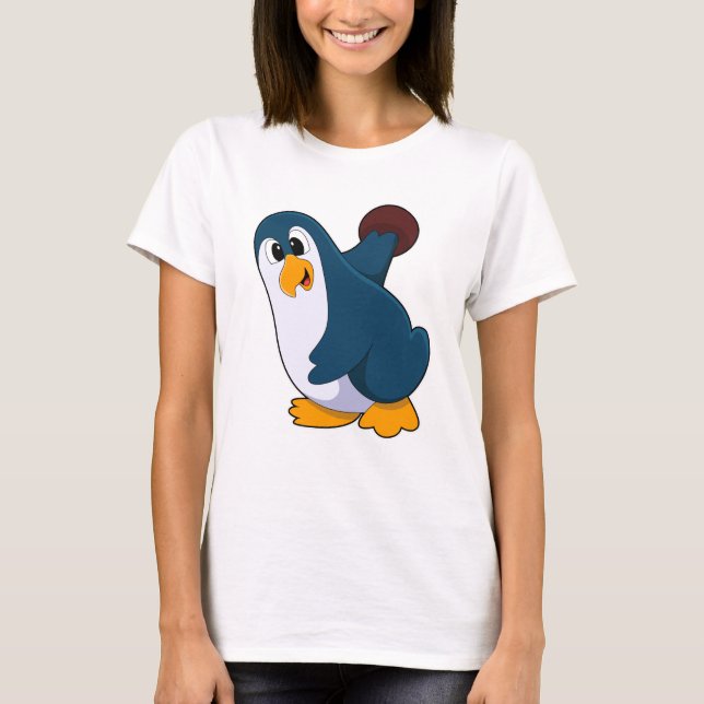 Pinguin im Bowling mit Bowlingball T-Shirt (Vorderseite)