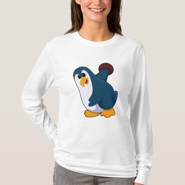 Pinguin im Bowling mit Bowlingball T-Shirt (Vorderseite)
