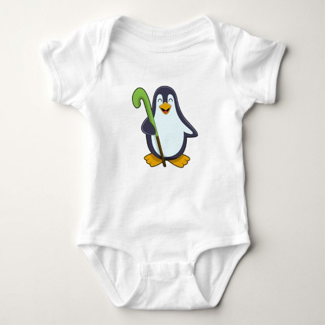 Pinguin im Hockey mit Hockey-Schläger Baby Strampler (Vorderseite)