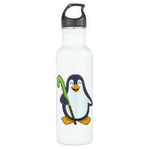 Pinguin im Hockey mit Hockey-Schläger Edelstahlflasche