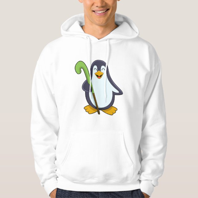 Pinguin im Hockey mit Hockey-Schläger Hoodie (Vorderseite)