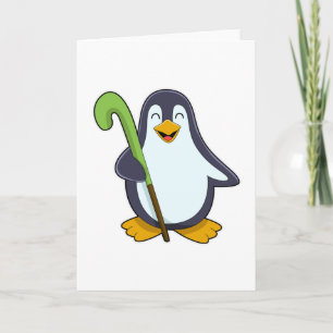 Pinguin im Hockey mit Hockey-Schläger Karte