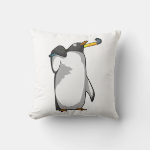 Pinguin im Hockey mit Hockeystick Kissen