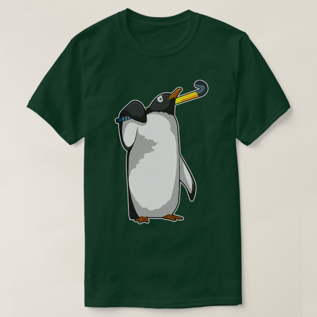Pinguin im Hockey mit Hockeystick T-Shirt (Design vorne)
