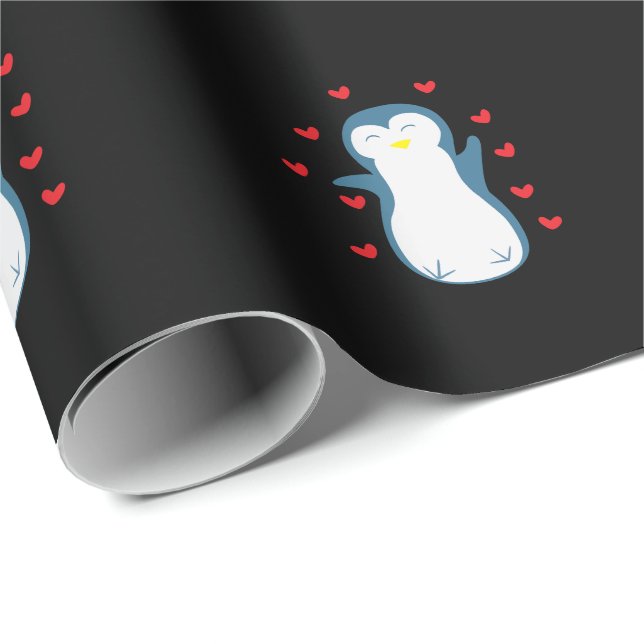 Pinguin im Liebesglück Geschenkpapier (Rolleneckpunkt)