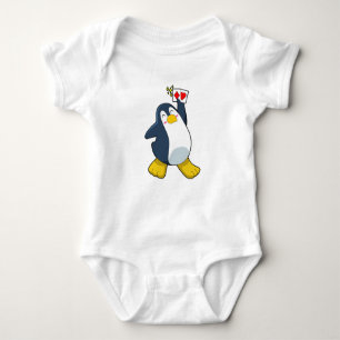Pinguin im Poker mit Poker-Karten Baby Strampler