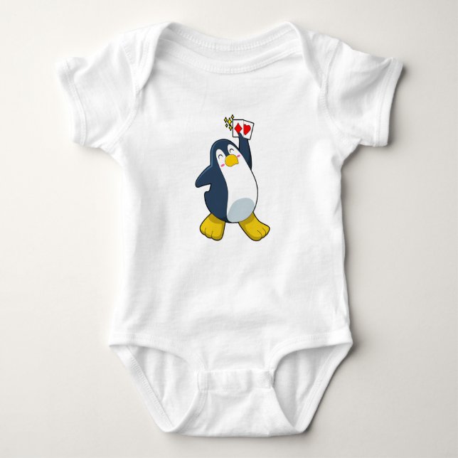 Pinguin im Poker mit Poker-Karten Baby Strampler (Vorderseite)