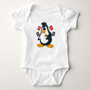 Pinguin im Poker mit Poker-Karten Baby Strampler