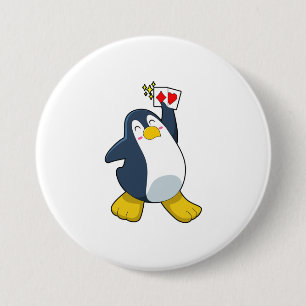 Pinguin im Poker mit Poker-Karten Button