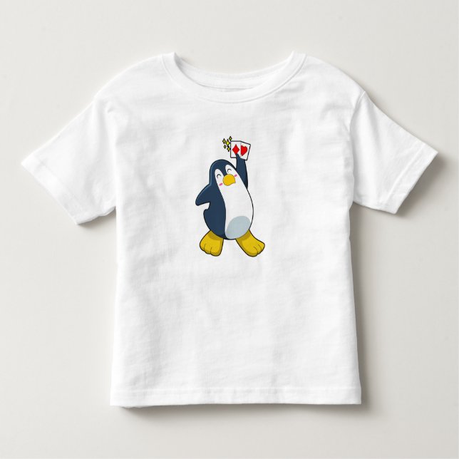 Pinguin im Poker mit Poker-Karten Kleinkind T-shirt (Vorderseite)