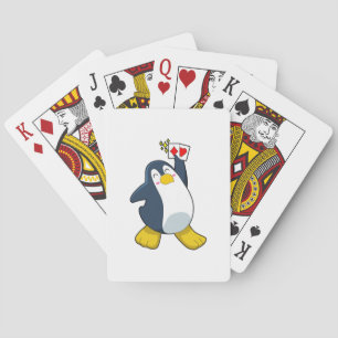 Pinguin im Poker mit Poker-Karten Spielkarten