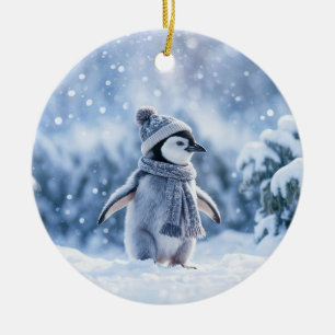 Pinguin im Schnee Süßes Weihnachten Keramik Ornament