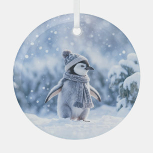 Pinguin im Schnee Süßes Weihnachten Ornament Aus Glas
