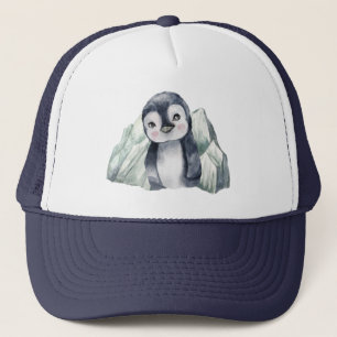 Pinguin im Winter Aquarellmischer Truckerkappe