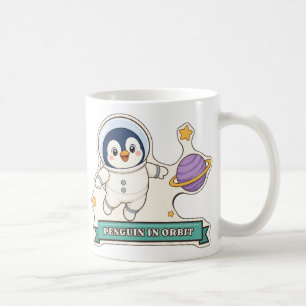 Pinguin in der Umlaufbahn Süßer Pinguin-Astronaut Kaffeetasse