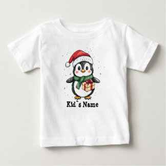 Pinguin in der Weihnachtszeit Weihnachtsmannmütze Baby T-shirt
