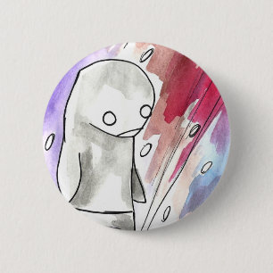 Pinguin in einem Schneesturm Button