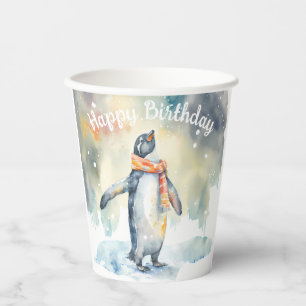 Pinguin in einer verschneiten Landschaft - Geburts Pappbecher