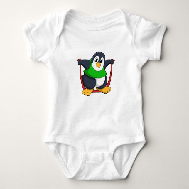 Pinguin in Fitness mit Skipping rope.PNG Baby Strampler (Vorderseite)