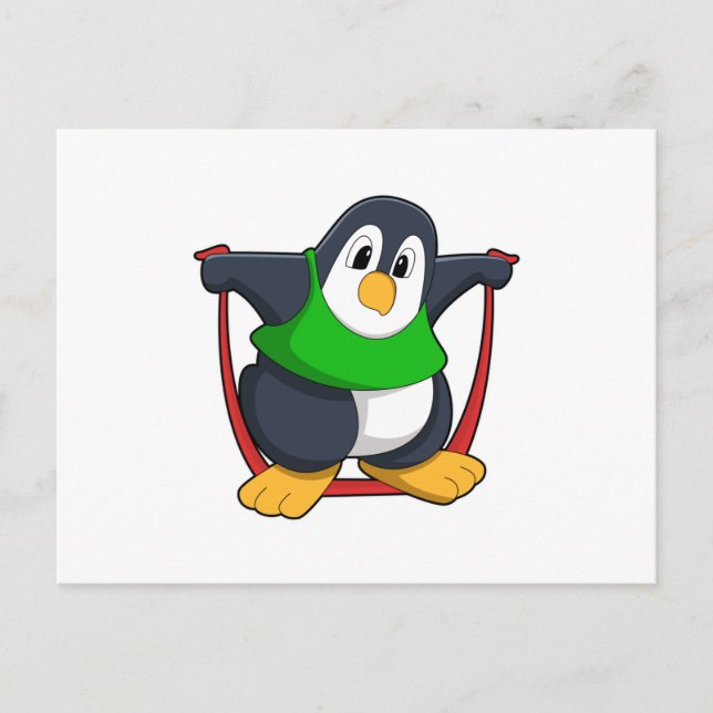 Pinguin in Fitness mit Skipping rope.PNG Postkarte (Vorderseite)