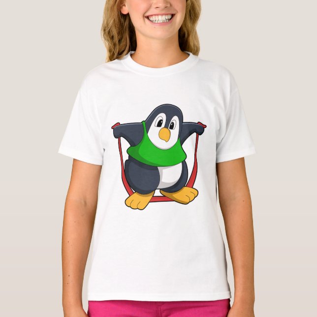 Pinguin in Fitness mit Skipping rope.PNG T-Shirt (Vorderseite)