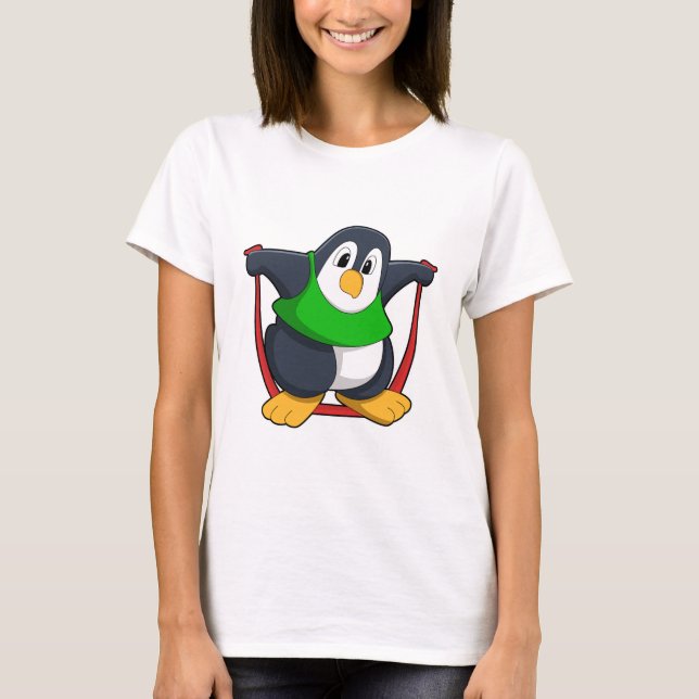 Pinguin in Fitness mit Skipping rope.PNG T-Shirt (Vorderseite)