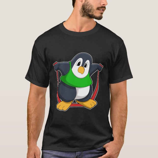 Pinguin in Fitness mit Skipping rope.PNG T-Shirt (Vorderseite)