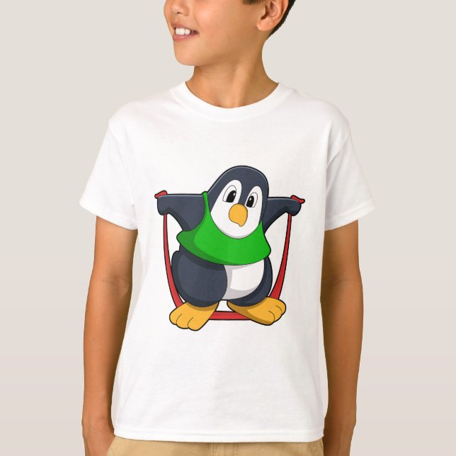 Pinguin in Fitness mit Skipping rope.PNG T-Shirt (Vorderseite)