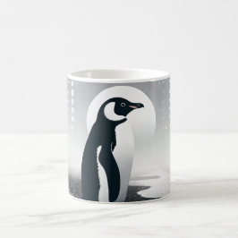 Pinguin in grauem Geometrie Circle Dot Beach Muste Kaffeetasse