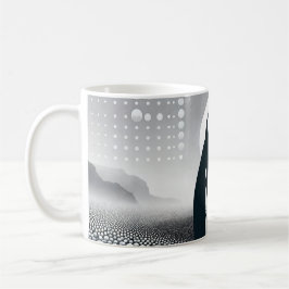 Pinguin in grauem Geometrie Circle Dot Beach Muste Kaffeetasse