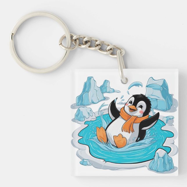 Pinguin in Ice Schlüsselanhänger (Vorderseite)