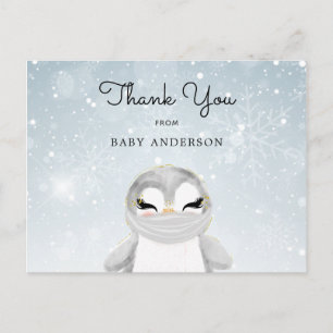 Pinguin in Mask Baby Dusche Danke Postkarte