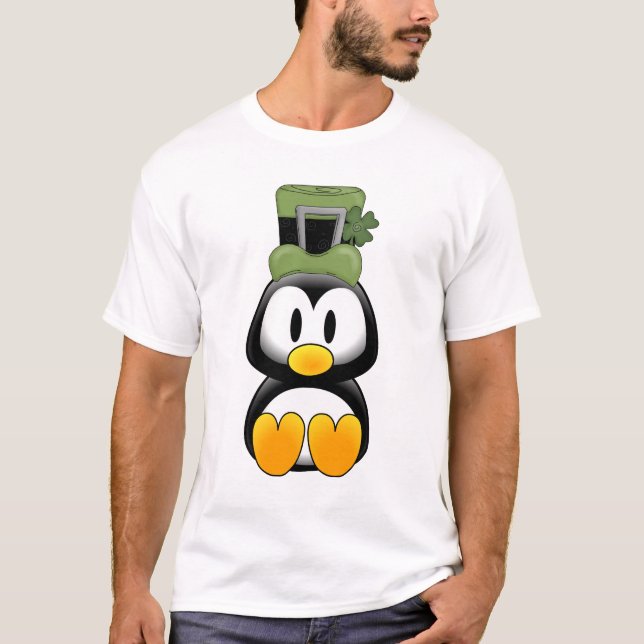 Pinguin in St. Pattys T-Shirt (Vorderseite)
