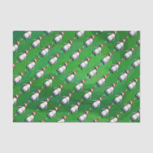 Pinguin in Weihnachtsmannmütze Pattern auf Grün Seidenpapier