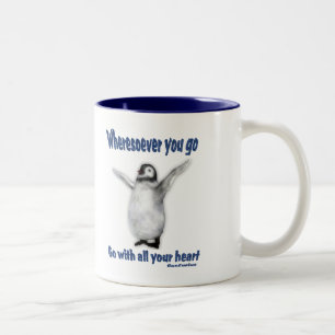 Pinguin inspirierendes Konfuzius-Zitat Zweifarbige Tasse