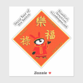 Pinguin Jahr des Kaninchens Aufkleber