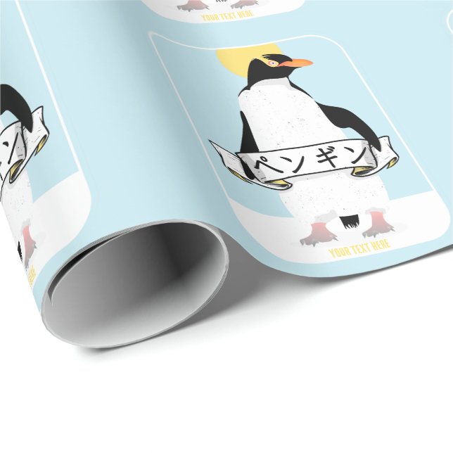 Pinguin Japanisch Schrift, die Pinguin liest Geschenkpapier (Rolleneckpunkt)