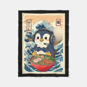 Pinguin Kawaii Japanische Ramen-Nudel Retro-Gaming Fleecedecke